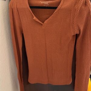 Aeropostale Shrunken Waffle Knit Tee - Rust